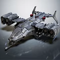 Sci Fi Fighter Spaceship Model Featuring Mechanical Structure Multiple Engines And Red Accents 3d model
