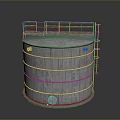 Metal Cylindrical Water Storage Tank with Top Guardrail Side Ladder and Base Structure
