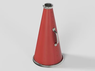 Red Conical Art Installation With Silver Metal Frame And Handle 3d model