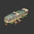 Futuristic Golden SciFi Vehicle 3D Model With Transparent Windows And Sleek Metallic Structure