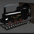 Black Steam Train Model With Golden Decoration Exiting Tunnel Near Railroad Crossing Emitting Smoke