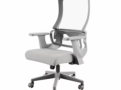 Ergonomic Gray Office Chair With Mesh Back Armrests And Rolling Wheels 3d model