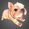 Cute Cartoon French Bulldog Puppy With Light Beige Fur And Tongue Out