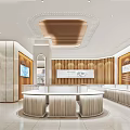 Modern Jewelry Store Interior Design With Arched Display Cases Wooden Walls And Sleek Counters