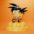Minion Dragon Ball Goku Inspired Figure With Black Spiky Hair Goggles And Yellow Base