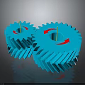 Hardware Tools Featuring Blue Gears with Red Arrows Indicating Rotation and Yellow Shafts