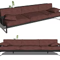 Modern three-seat sofa leather multiplayer sofa 3d model