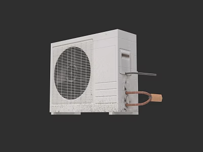White Air Conditioner Fan Outdoor Unit With Grille Design And Copper Tube 3d model