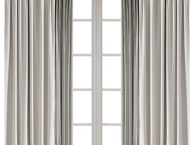 Modern Light Gray Curtains Draped On Both Sides Of Window With Soft Fabric 3d model
