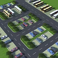 Eco-friendly Parking Lot With Green Landscaping Trees Lawns And Vehicle Parking Spaces