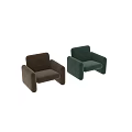 Modern Brown Single Seater Sofa With Thick Armrests And Velvet Upholstery