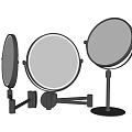 Round Black Frame Vanity Mirrors With Wall Mounted And Tabletop Stand Styles 3d model
