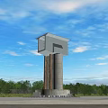 Modern Road Traffic Monitoring Tower Structure in Open Area With Blue Sky and Fence