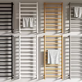 Contemporary Bathroom Cabinet Rack Featuring Black White Gold Grey Colors And Towel Bar