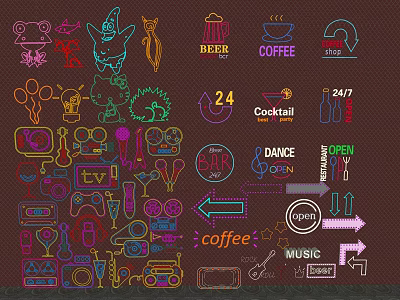Colorful Decorative Neon Lights for Bar Cafe Party and Music Venues 3d model