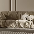 Soft Beige Fabric Sectional Sofa With Decorative Pillows In Minimalist Interior With Natural Light