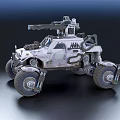 Modified Armored Off Road Vehicle With Mounted Weapon And Large Wheels