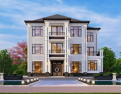 Three-storey single-family villa 3d model