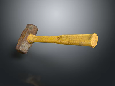 Durable Metal Head Hammer With Yellow Grip Handle For Hardware Tools 3d model