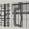 Industrial Pipe System Structure With Metal Framework And Structural Supports In Construction 3d model