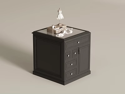 Black Jewelry Cabinet With Glass Top And Storage Drawers For Jewelry Items 3d model