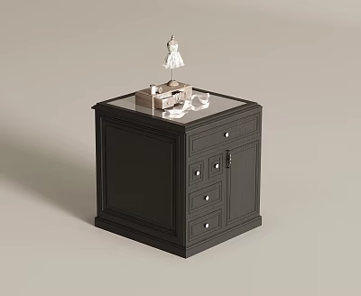 Black Jewelry Cabinet With Glass Top And Storage Drawers For Jewelry Items 3d model