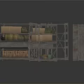 Industrial Metal Storage Shelves With Cardboard Boxes And Jars