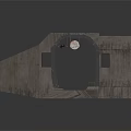 Industrial Gray Concrete Structure With Arched Opening And Interior Metal Components