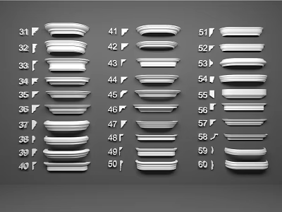 Different Types of Plaster Cornice with Various Decorative Designs for Interiors 3d model