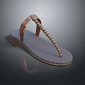 Comfortable Brown T Strap Flip Flop Shoes With Soft Gray Sole And Striped Straps