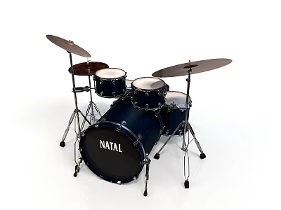 Natal Complete Drum Set With Multiple Drums Cymbals And Stands For Home Use 3d model