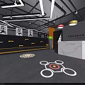 Modern Gym Interior With Boxing Ring Fitness Equipment And Colorful Floor Dots