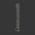 Vintage Industrial Metal Equipment Featuring Square Reinforced Frame And Striped Surface Design