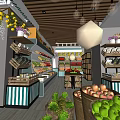 Modern Fruit Store Imported Fruit Store Counter Shelf Freezer 3d model