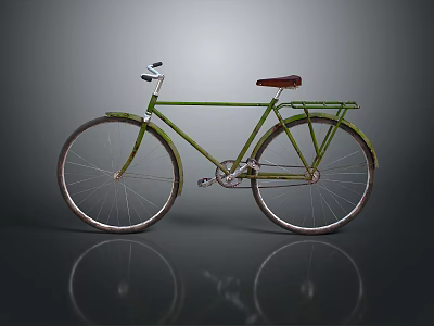 Vintage Green Bicycle Featuring Brown Seat Classic Large Wheels And Retro Design 3d model