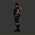 A Muscular Man Wearing Tactical Gear In Black Outfit With Knee Pads And Gloves