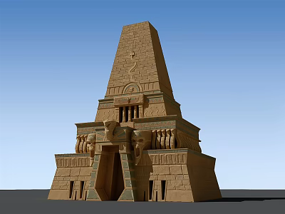 Ancient Egyptian Tower With Hieroglyph Carvings And Stepped Stone Structure 3d model
