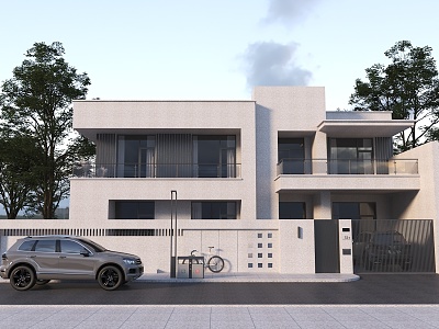 Modern single-family villa wall 3d model