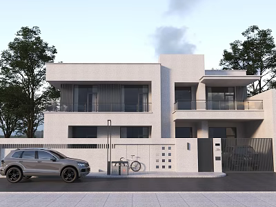 Modern single-family villa villa wall 3d model