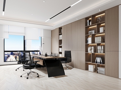 Hyundai Office General Manager Office Chairman Office Boss Office Bookcase Bookshelf Boss Desk Seat Roller Shutter 3d model