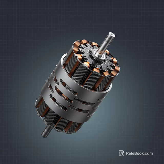Industrial Equipment Motor Rotor Structure With Copper Coils And Metal Components Design 3d model 