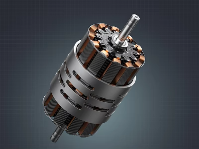 Industrial Equipment Motor Rotor Structure With Copper Coils And Metal Components Design 3d model