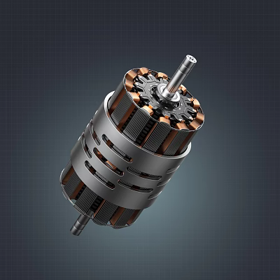 Industrial Equipment Motor Rotor Structure With Copper Coils And Metal Components Design 3d model