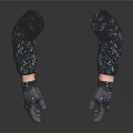 Black Patterned Gloves Covered Artificial Arm Model Display On Dark Surface 3d model