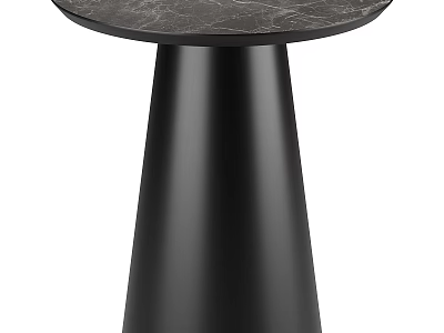 Modern Stylish Side Table With Marble Top And Black Conical Base For Living Room 3d model