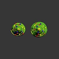 Festive Green Christmas Trees With Yellow Star Tops Colorful Balls And Gold Spiral Ornaments