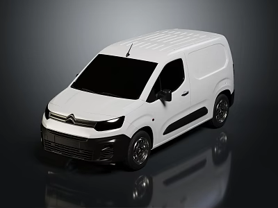 White Compact Cargo Van Featuring Modern Design Black Wheels And Reflective Surface 3d model