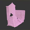 Ancient Brick Building Model Featuring Tower Arches Damaged Section And Stairs