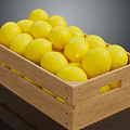 Fresh Ripe Lemons Arranged in Wooden Crate for Display and Sale