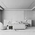 Modern Bedroom Interior With Green Headboard Bedside Tables Accent Chair And Herringbone Floor